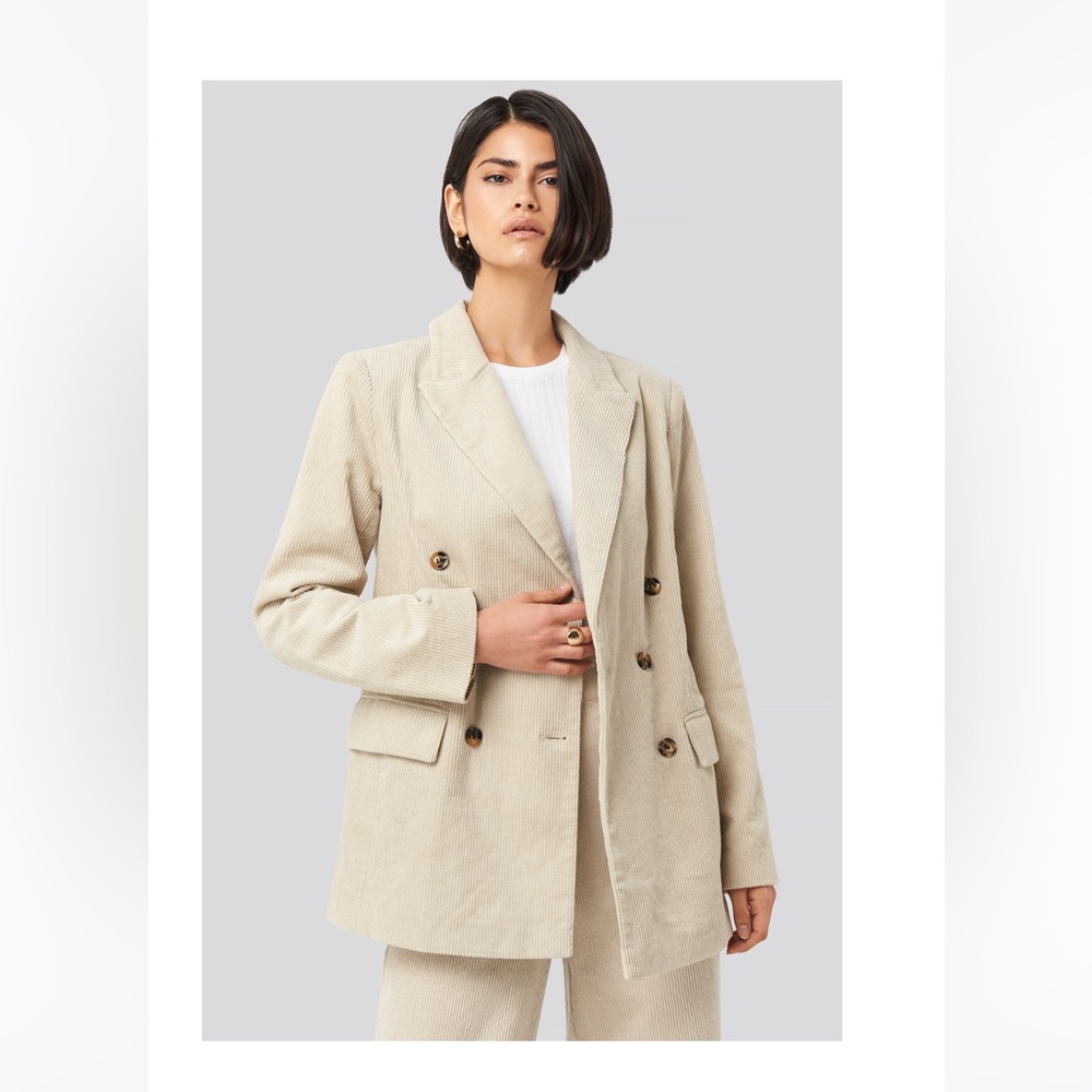 NA-KD Corduroy Double-Breasted Blazer
